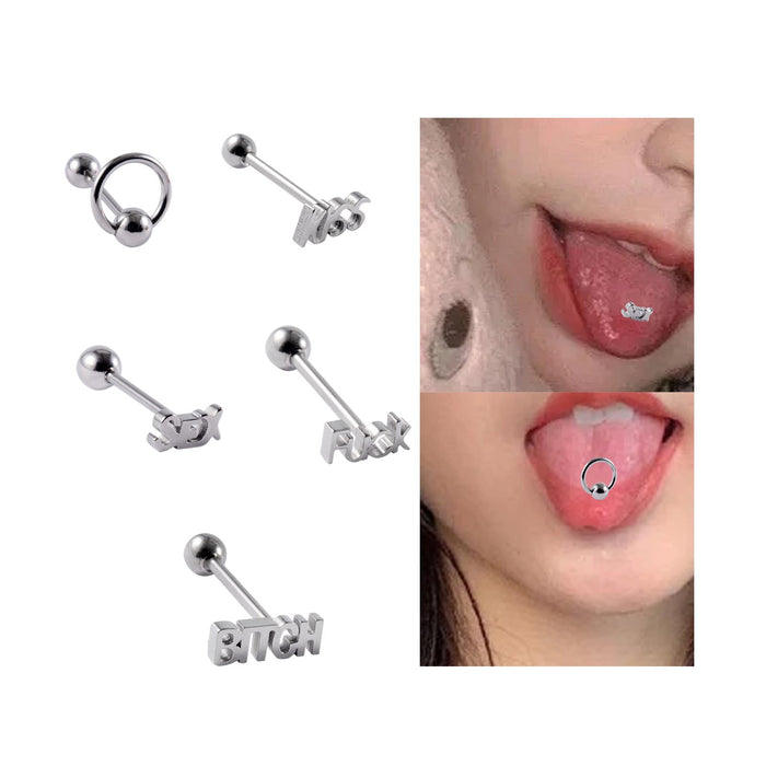 Crofta Tongue Stud Stainless Steel Letter Tongue Stud for Girls Boys Weddings Party A