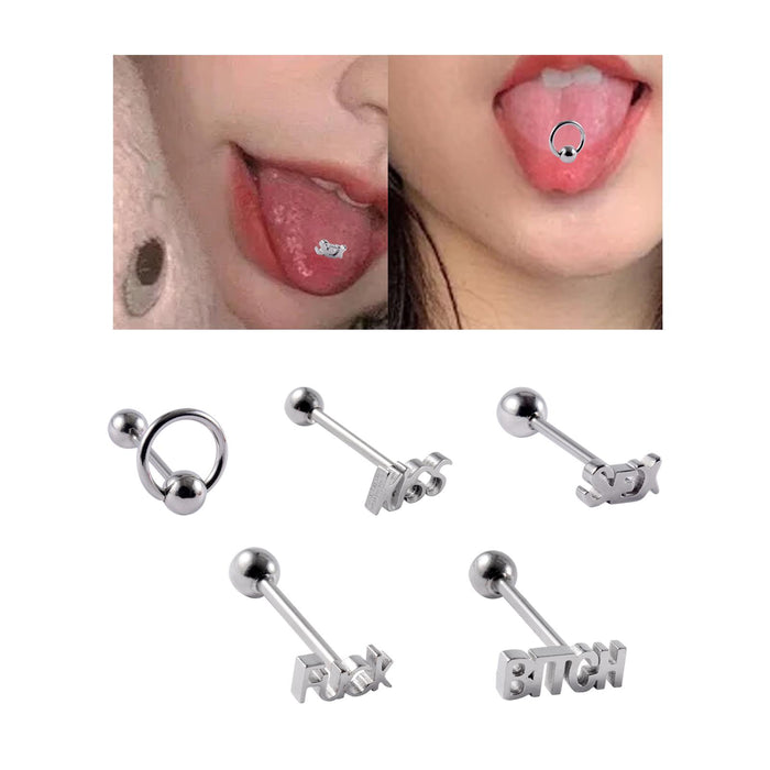 Crofta Tongue Stud Stainless Steel Letter Tongue Stud for Girls Boys Weddings Party A