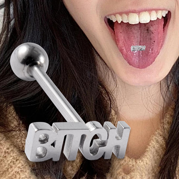 Crofta Tongue Stud Stainless Steel Letter Tongue Stud for Girls Boys Weddings Party E