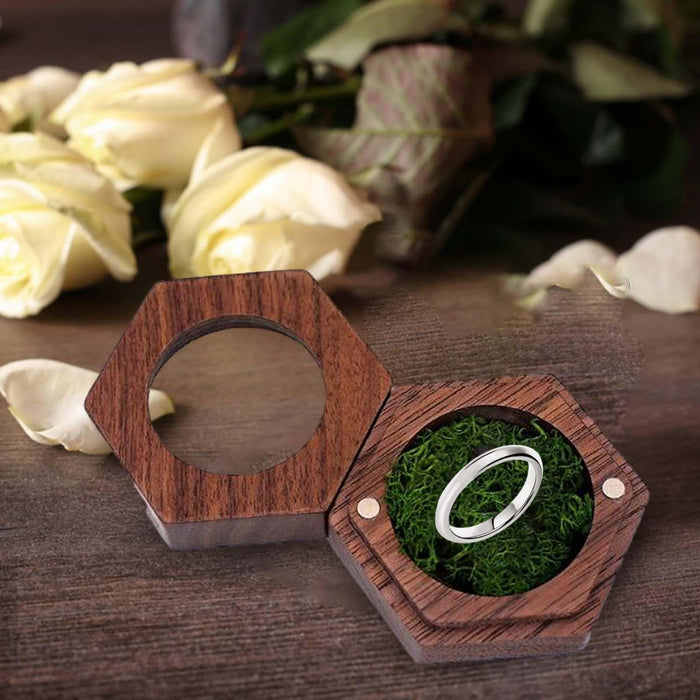 Crofta Wooden Ring Box Holder Black Walnut Gift Box for Necklace Ear Studs Ceremony Green Filled