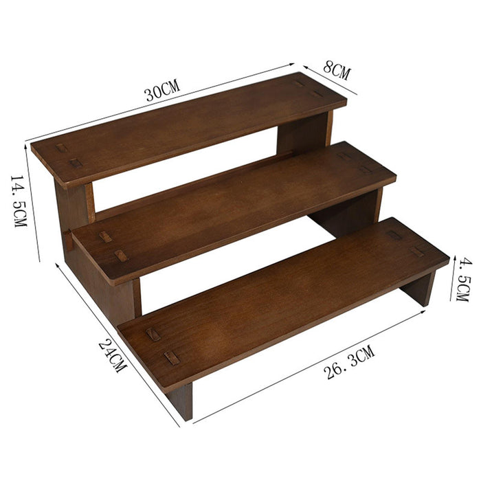 Crofta Wooden Display Riser Shelf Decor Jewelry Rack for Sculptures Ornaments Dolls 3 Layer 30cm