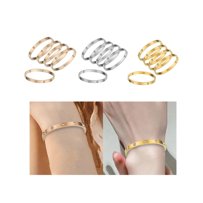 Crofta 5Pcs Bangle Bracelet Wrist Cuff Bracelet for Thanksgiving Engagement Wedding Rose Gold