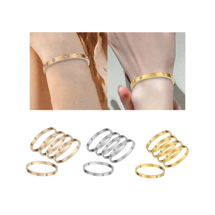 Crofta 5Pcs Bangle Bracelet Wrist Cuff Bracelet for Thanksgiving Engagement Wedding Rose Gold