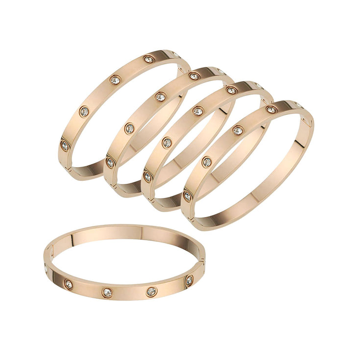 Crofta 5Pcs Bangle Bracelet Wrist Cuff Bracelet for Thanksgiving Engagement Wedding Rose Gold