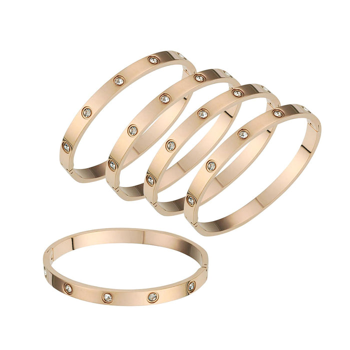 Crofta 5Pcs Bangle Bracelet Wrist Cuff Bracelet for Thanksgiving Engagement Wedding Rose Gold