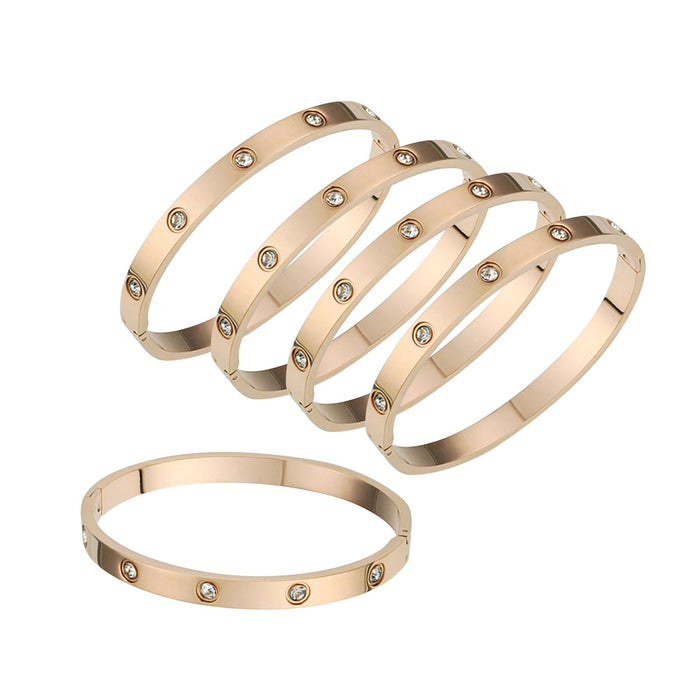 Crofta 5Pcs Bangle Bracelet Wrist Cuff Bracelet for Thanksgiving Engagement Wedding Rose Gold