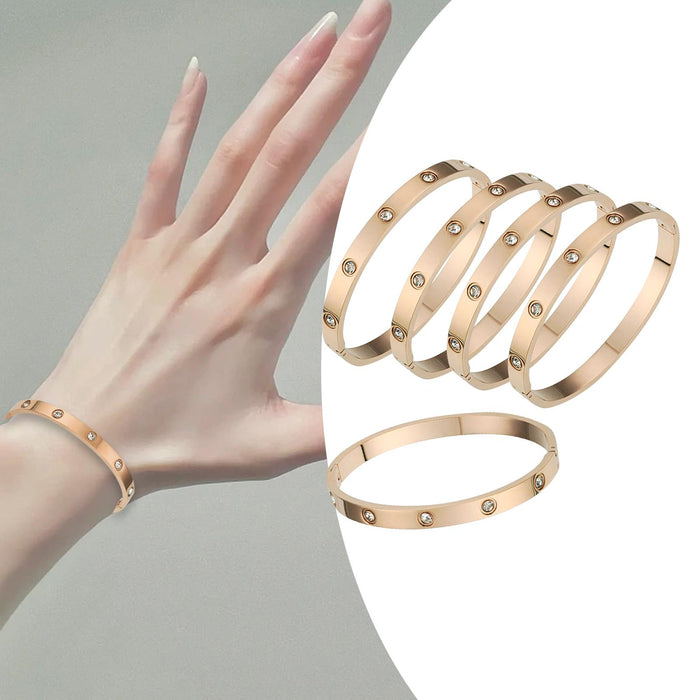 Crofta 5Pcs Bangle Bracelet Wrist Cuff Bracelet for Thanksgiving Engagement Wedding Rose Gold