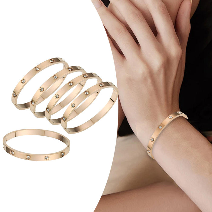 Crofta 5Pcs Bangle Bracelet Wrist Cuff Bracelet for Thanksgiving Engagement Wedding Rose Gold