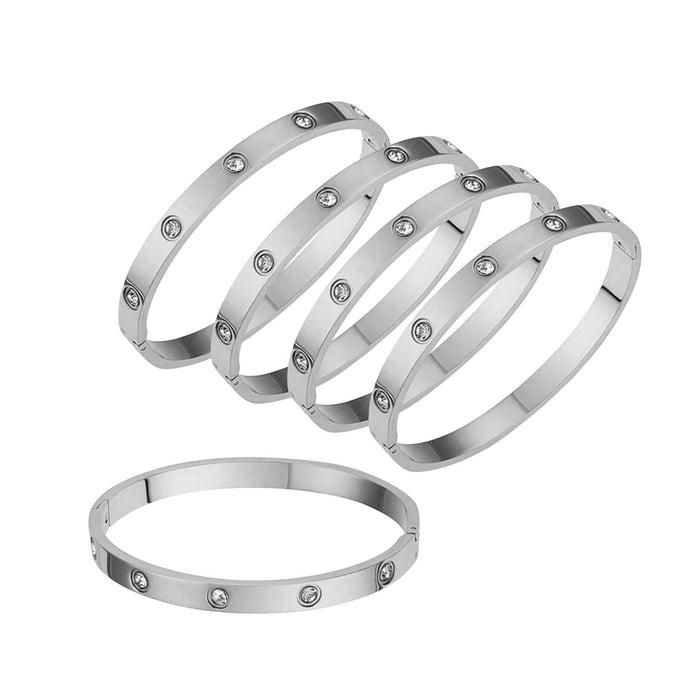 Crofta 5Pcs Bangle Bracelet Wrist Cuff Bracelet for Thanksgiving Engagement Wedding White