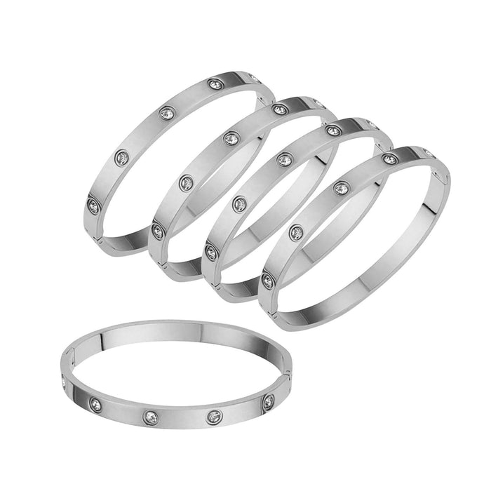 Crofta 5Pcs Bangle Bracelet Wrist Cuff Bracelet for Thanksgiving Engagement Wedding White