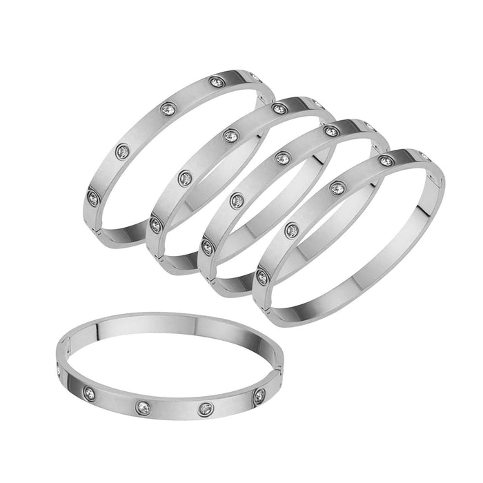 Crofta 5Pcs Bangle Bracelet Wrist Cuff Bracelet for Thanksgiving Engagement Wedding White