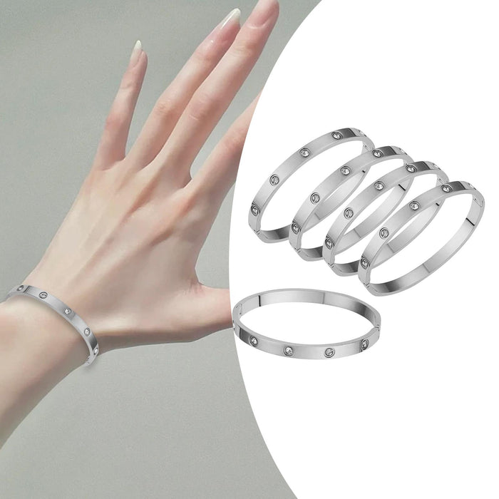 Crofta 5Pcs Bangle Bracelet Wrist Cuff Bracelet for Thanksgiving Engagement Wedding White