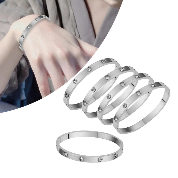 Crofta 5Pcs Bangle Bracelet Wrist Cuff Bracelet for Thanksgiving Engagement Wedding White