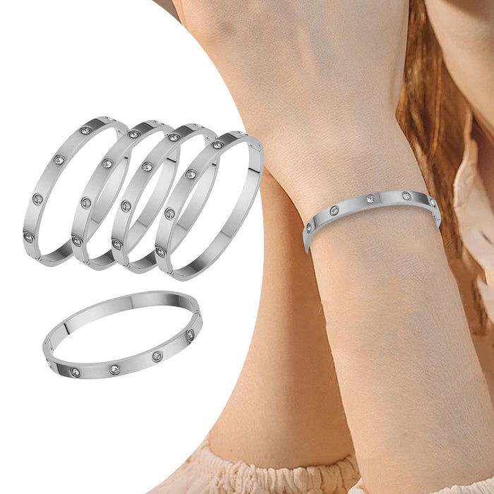 Crofta 5Pcs Bangle Bracelet Wrist Cuff Bracelet for Thanksgiving Engagement Wedding White