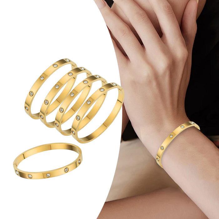 Crofta 5Pcs Bangle Bracelet Wrist Cuff Bracelet for Thanksgiving Engagement Wedding Gold