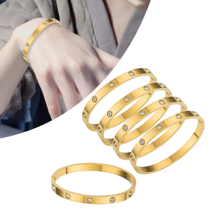 Crofta 5Pcs Bangle Bracelet Wrist Cuff Bracelet for Thanksgiving Engagement Wedding Gold