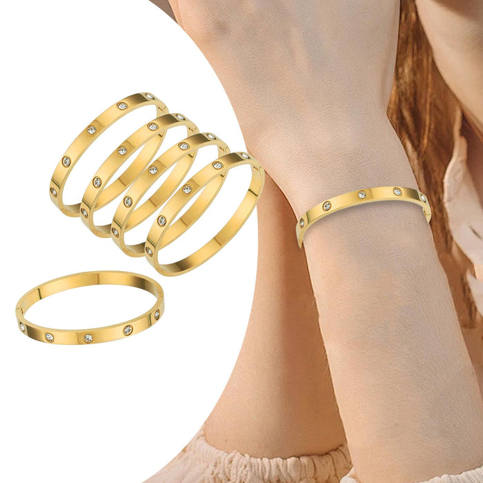 Crofta 5Pcs Bangle Bracelet Wrist Cuff Bracelet for Thanksgiving Engagement Wedding Gold