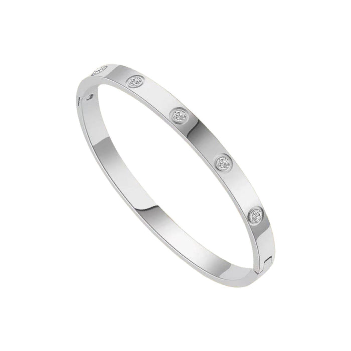 Crofta Stylish Stainless Steel Bangle Bracelet for Women Men Decorative Bangle Cuff Silver