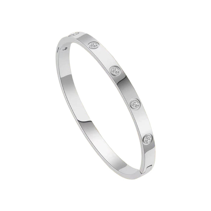 Crofta Stylish Stainless Steel Bangle Bracelet for Women Men Decorative Bangle Cuff Silver