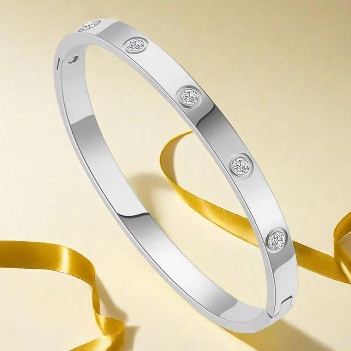 Crofta Stylish Stainless Steel Bangle Bracelet for Women Men Decorative Bangle Cuff Silver