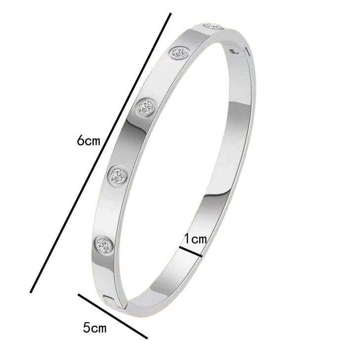 Crofta Stylish Stainless Steel Bangle Bracelet for Women Men Decorative Bangle Cuff Silver