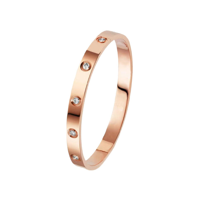 Crofta Stylish Stainless Steel Bangle Bracelet for Women Men Decorative Bangle Cuff Rose Gold