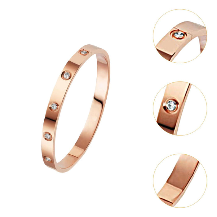 Crofta Stylish Stainless Steel Bangle Bracelet for Women Men Decorative Bangle Cuff Rose Gold