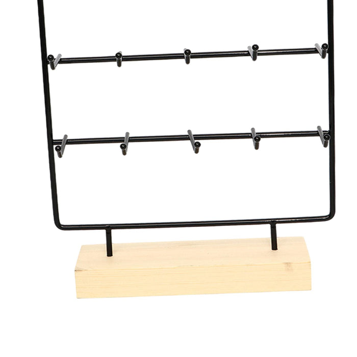 Crofta Necklace Jewelry Display Stand Organizer Dressing Table Sturdy with 15 Hooks Black