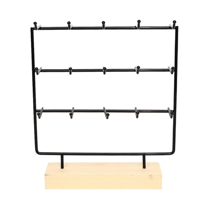 Crofta Necklace Jewelry Display Stand Organizer Dressing Table Sturdy with 15 Hooks Black