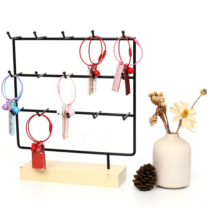 Crofta Necklace Jewelry Display Stand Organizer Dressing Table Sturdy with 15 Hooks Black