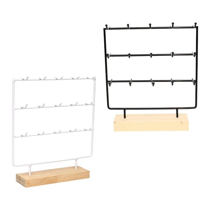 Crofta Necklace Jewelry Display Stand Organizer Dressing Table Sturdy with 15 Hooks Black