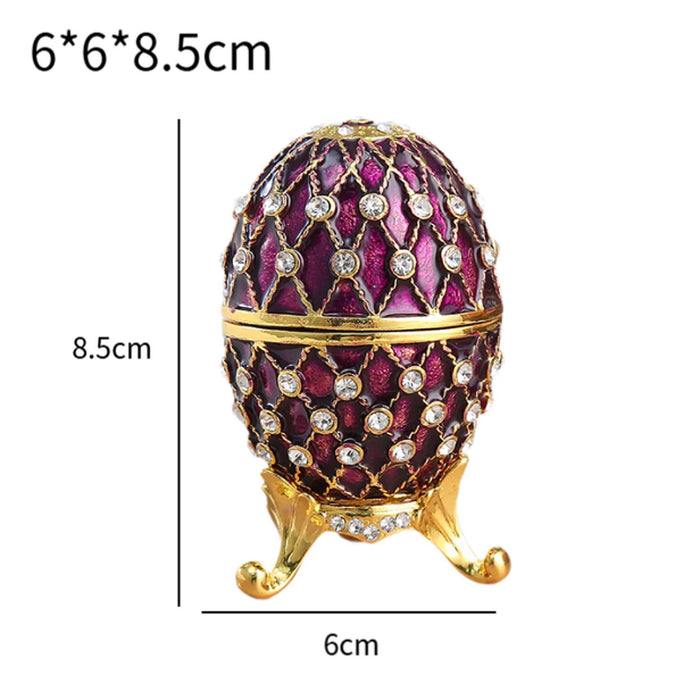 Crofta Easter Egg Shape Trinket Box Organizer Bracelets Enameled Hinged Trinket Box Purple