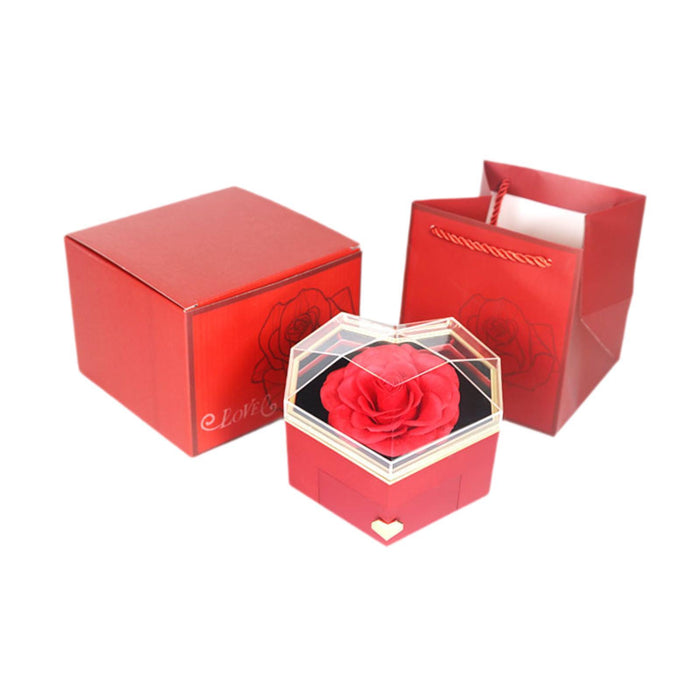 Crofta Jewelry Box Rings Earrings Necklace Storage Box for Motherâ€™s Day Anniversary Red