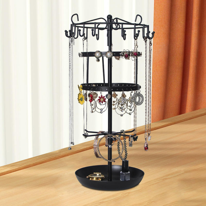 Crofta Earring Holder Rotatable Earring Tree Organizer Stand for Countertop Keyring