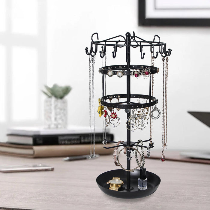 Crofta Earring Holder Rotatable Earring Tree Organizer Stand for Countertop Keyring