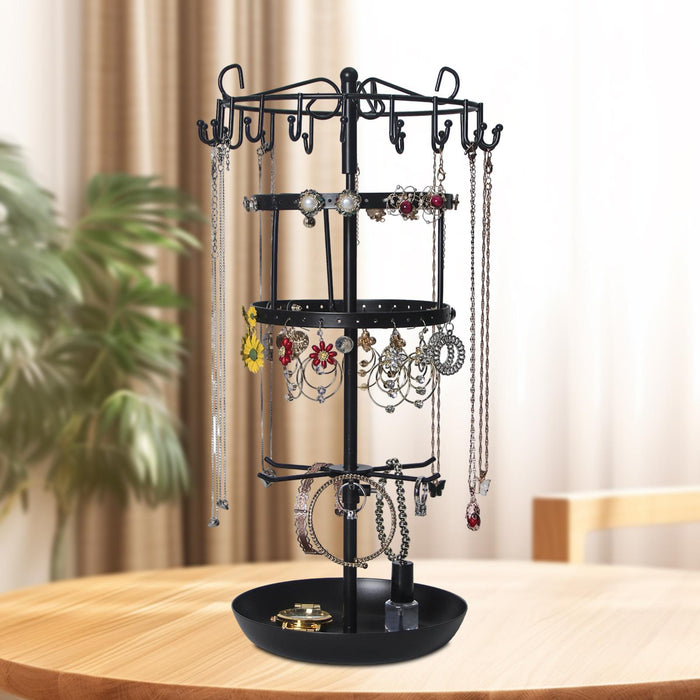 Crofta Earring Holder Rotatable Earring Tree Organizer Stand for Countertop Keyring