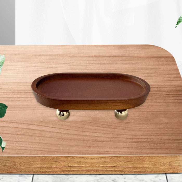 Crofta Wooden Serving Tray Organizer Wooden Pedestal Stand for Counter Vanity Fruit 13x5cm Brown