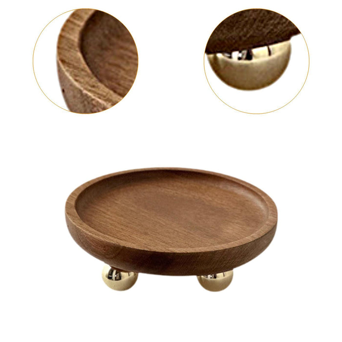 Crofta Wooden Serving Tray Organizer Wooden Pedestal Stand for Counter Vanity Fruit 13x5cm Brown