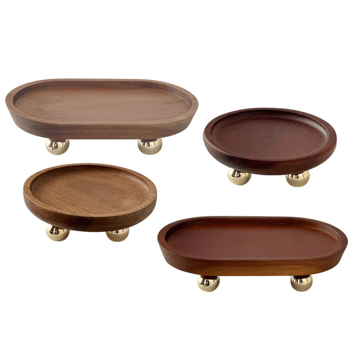 Crofta Wooden Serving Tray Organizer Wooden Pedestal Stand for Counter Vanity Fruit 13x5cm Brown