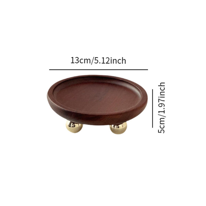 Crofta Wooden Serving Tray Organizer Wooden Pedestal Stand for Counter Vanity Fruit 13x5cm Deep Brown