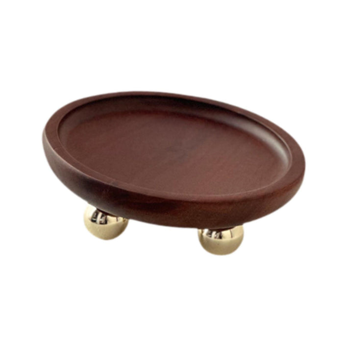 Crofta Wooden Serving Tray Organizer Wooden Pedestal Stand for Counter Vanity Fruit 13x5cm Deep Brown