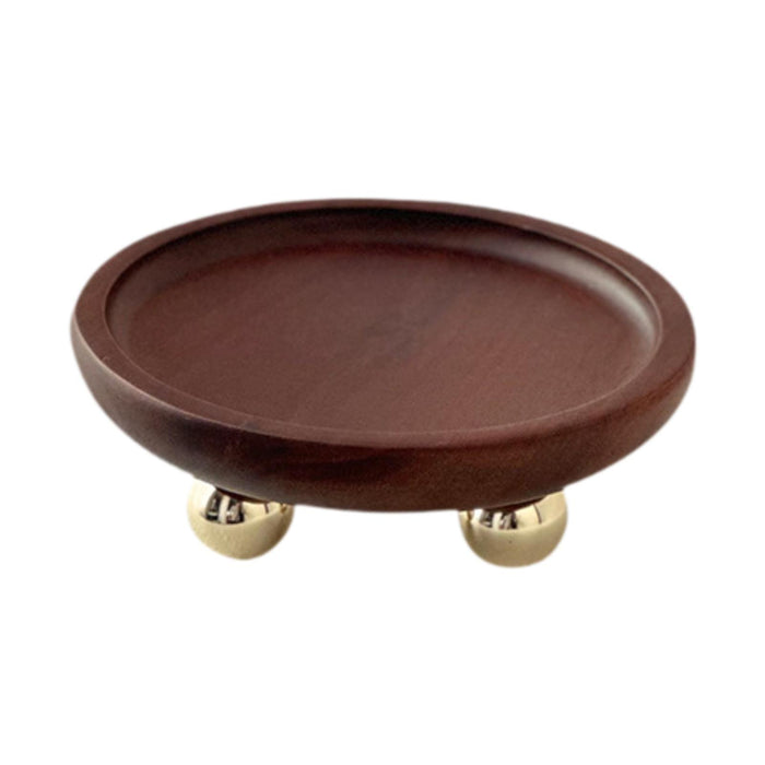 Crofta Wooden Serving Tray Organizer Wooden Pedestal Stand for Counter Vanity Fruit 13x5cm Deep Brown