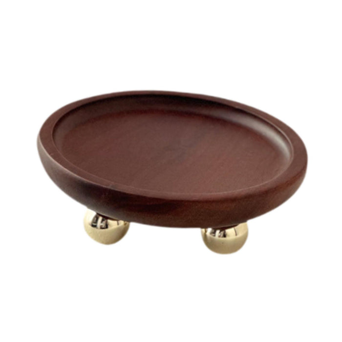 Crofta Wooden Serving Tray Organizer Wooden Pedestal Stand for Counter Vanity Fruit 13x5cm Deep Brown