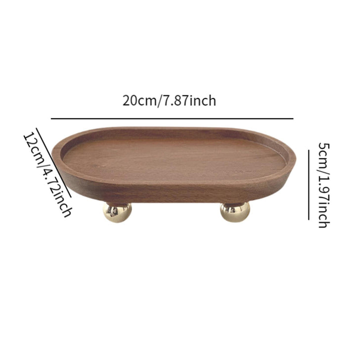 Crofta Wooden Serving Tray Organizer Wooden Pedestal Stand for Counter Vanity Fruit 12x20x5cm Brown