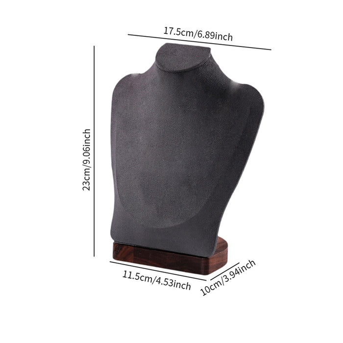 Crofta Necklace Display Chain Bust Stand Holder Ornament for Showcase Shop Tabletop Dark Grey Velvet