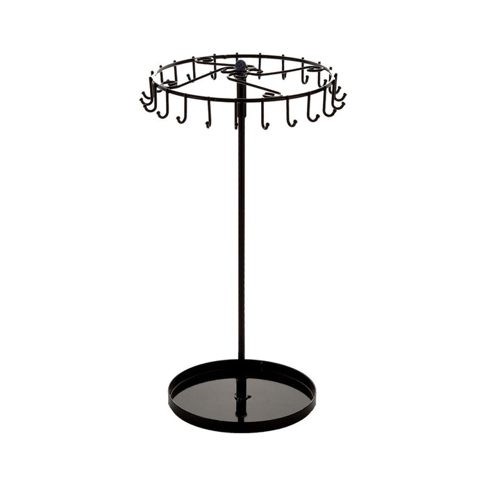 Crofta 23 Hooks Necklace Holder Rotating Metal Earrings Display Stand for Bracelets Black