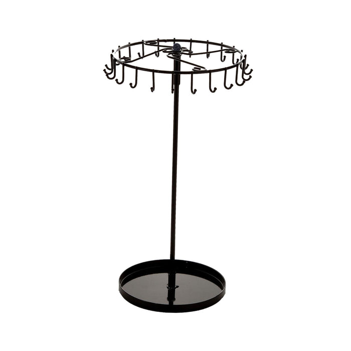 Crofta 23 Hooks Necklace Holder Rotating Metal Earrings Display Stand for Bracelets Black