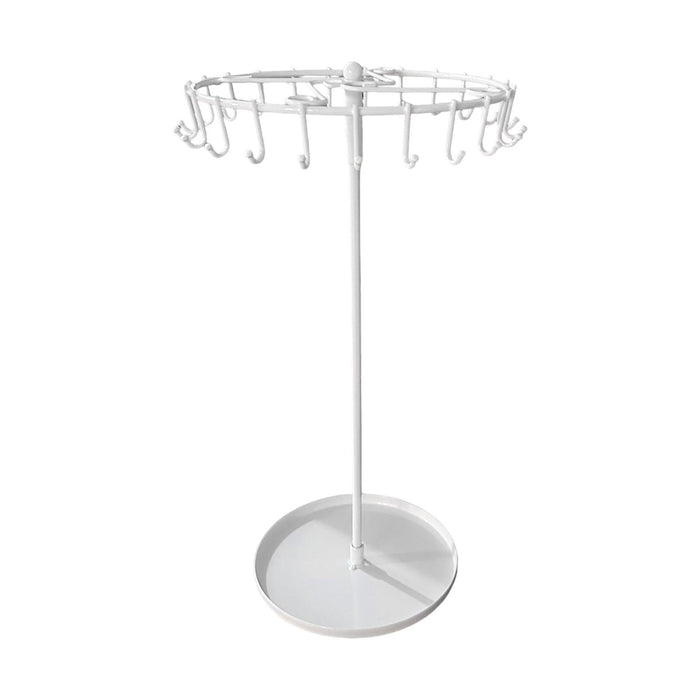 Crofta 23 Hooks Necklace Holder Rotating Metal Earrings Display Stand for Bracelets White