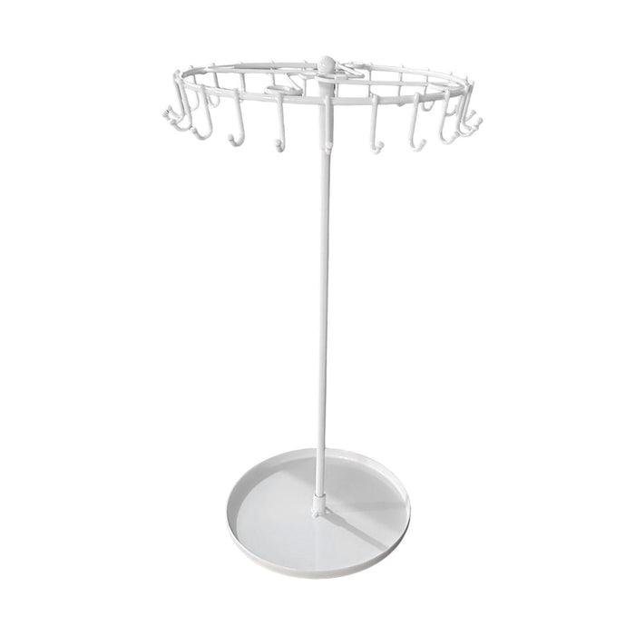 Crofta 23 Hooks Necklace Holder Rotating Metal Earrings Display Stand for Bracelets White