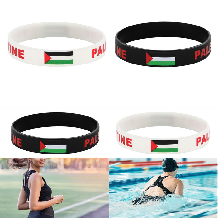 Crofta Palestine Wristband Palestinian Flag Bangle Sport Games Palestinian Bracelet White